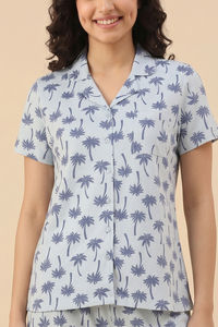 Zivame Farm Lore Knit Cotton Pyjama Set - Nantucket Breeze — thumbnail 5
